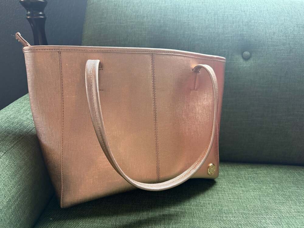 Vince Camuto Rose Gold Metallic Saffiano Tote Bag